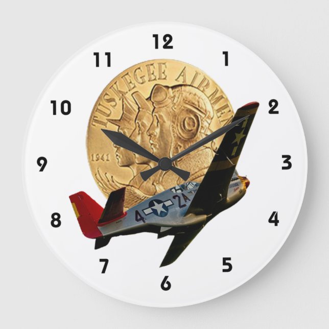 Tuskegee Metal of Honor/Red Schwanz Flugzeug Große Wanduhr (Vorderseite)