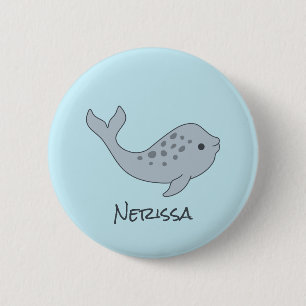 Tuskless Narwhal Name Button