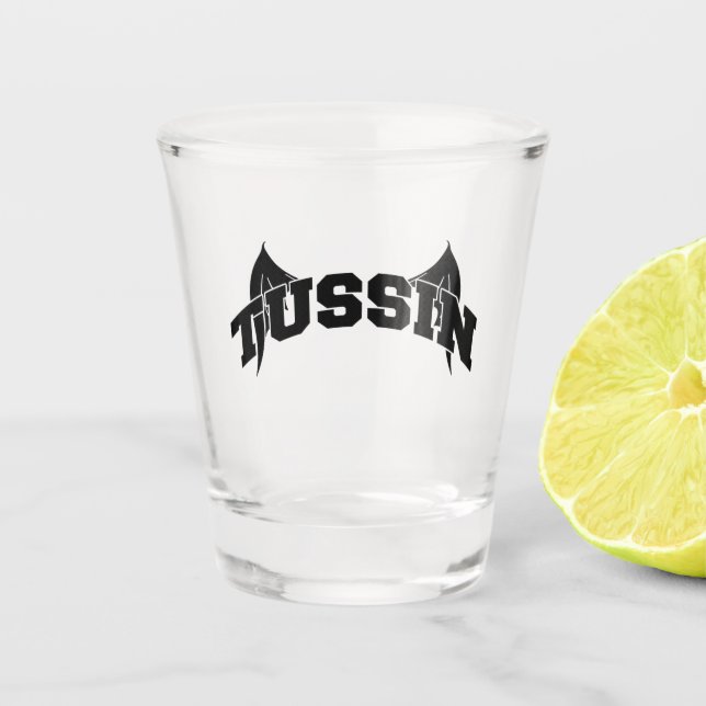 Tussin-Brille Schnapsglas (Vorderseite)