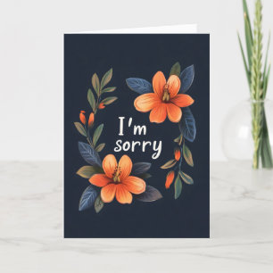 Tut mir leid, Orange Blume Navy Blue Feiertagskarte