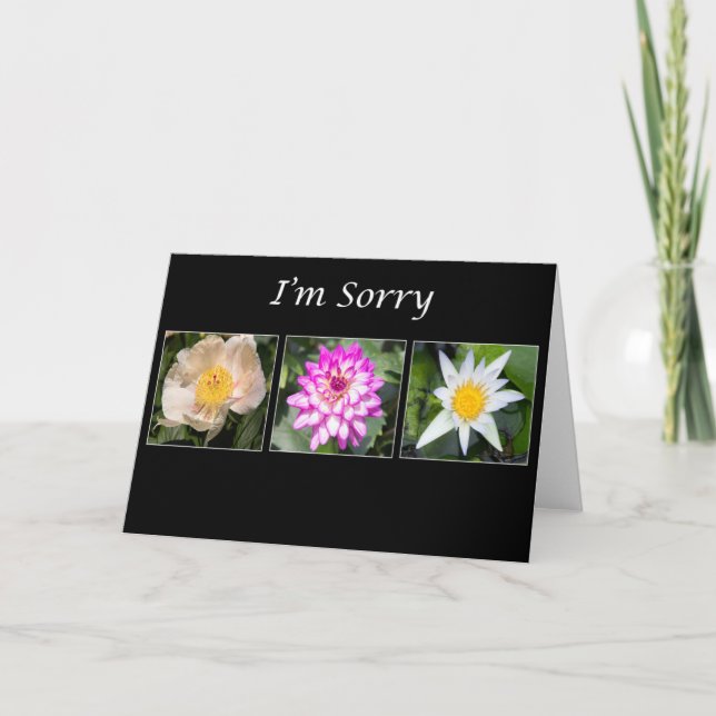 Tut mir leid, Peony, Dahlia, Lotus Botanical Karte (Vorderseite)