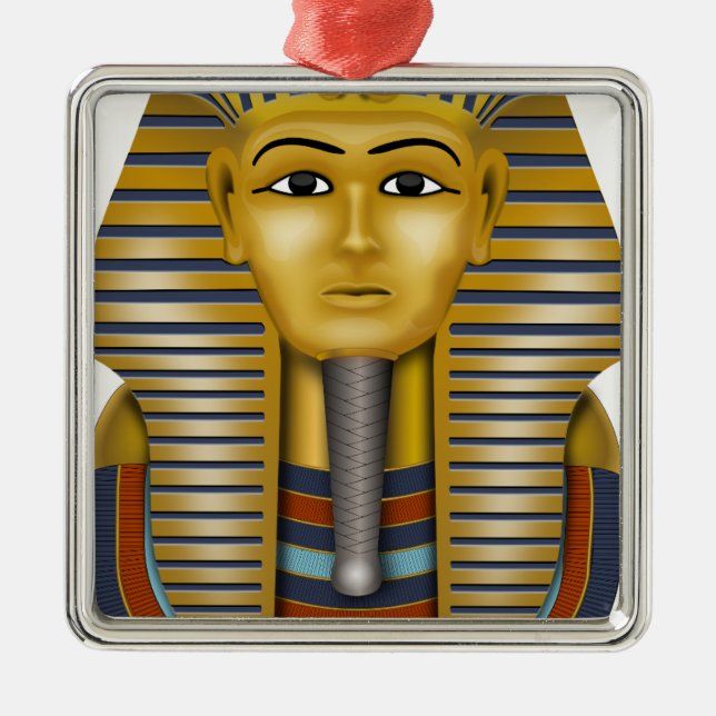 Tutankhamun Ägyptische Maske Silbernes Ornament (Vorne)