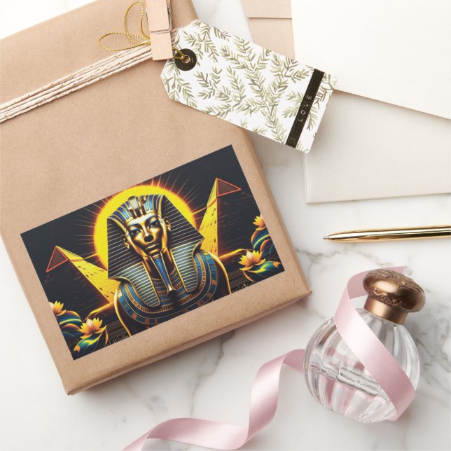 Tutankhamun und Pyramiden | Ägyptische Einzigartig Rechteckiger Aufkleber (Schenken)