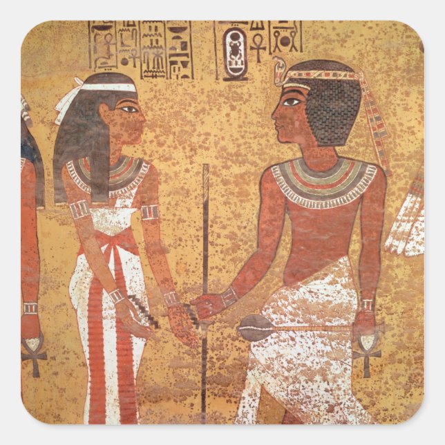 Tutankhamun und seine Ehefrau Ankhesenamun Quadratischer Aufkleber (Vorderseite)