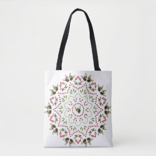 Tüte mit Mandala-Muster aus Kiefernzapfen und Beer Tasche