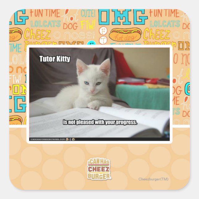 Tutor Kitty Quadratischer Aufkleber (Vorderseite)