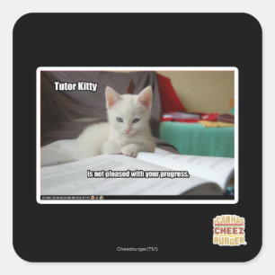 Tutor Kitty Quadratischer Aufkleber