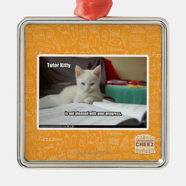 Tutor-Miezekatze Silbernes Ornament (Vorne)