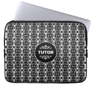 Tutor mit stilvollem abstraktem Muster in Schwarz- Laptopschutzhülle