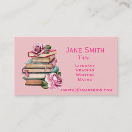 Tutor oder Lehrer in rosa Büchern Visitenkarte