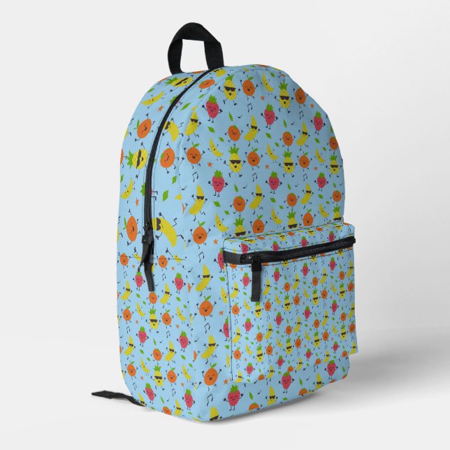 Tutti Fruitti Birthday Pattern Cute Fruits Baby Bedruckter Rucksack (Rückseitige Ecke links)