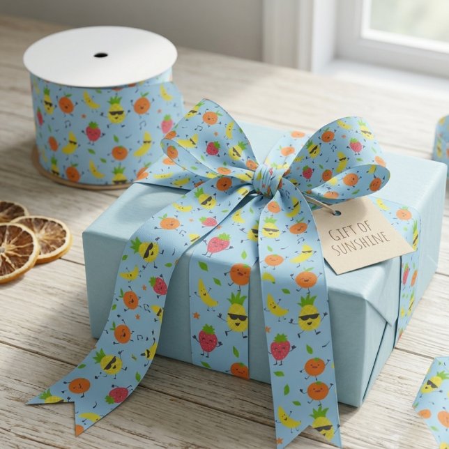 Tutti Fruitti Birthday Pattern Cute Fruits Satinband (Von Creator hochgeladen)