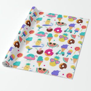 Tutti Fruitti Sommerfrucht-Eis-Leckereien Party Geschenkpapier