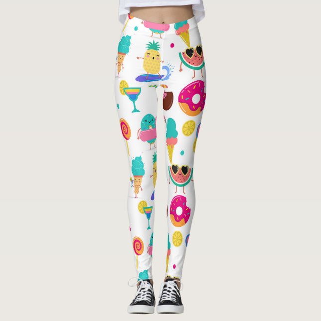 Tutti Fruitti Summer Obsteis Creme Leckereien Leggings (Vorderseite)