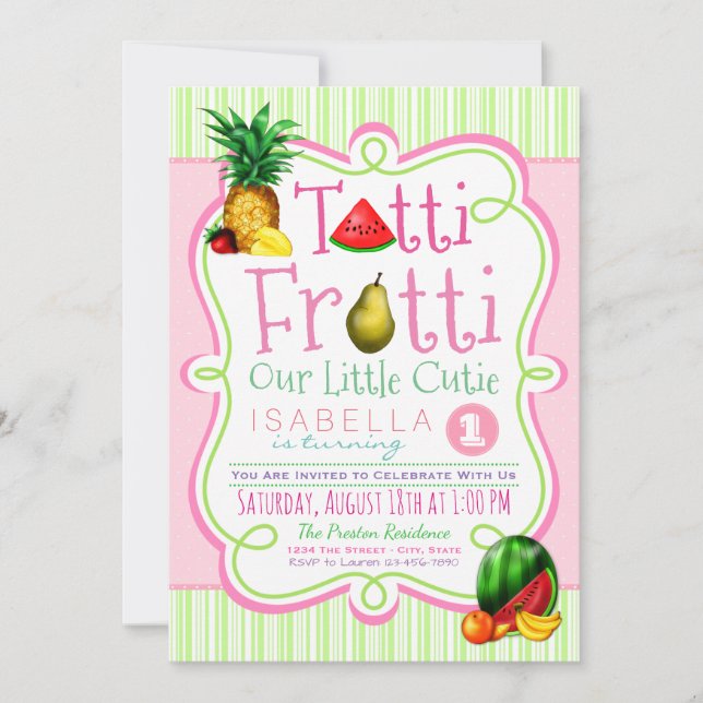 Tutti Frutti Anniversaire Fête Invitation (Devant)