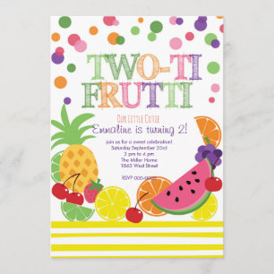 Tutti Frutti Deuxième anniversaire INvitation