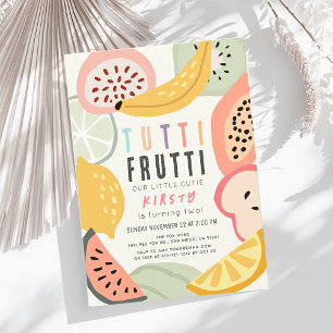 Tutti Frutti farbenfrohe Frucht 2. Geburtstag Einladung