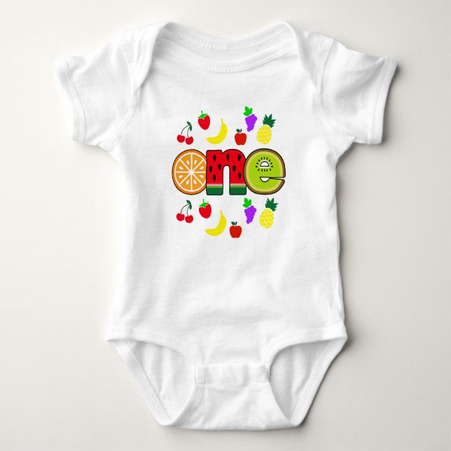 Tutti frutti Firs Birthday Girl Baby Strampler (Vorderseite)