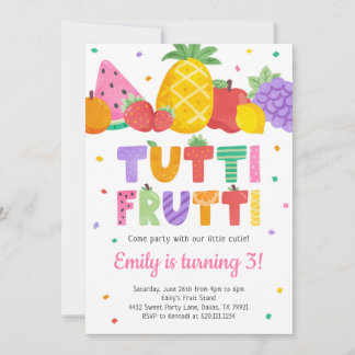 Tutti Frutti Früchte Geburtstagsfeier Einladung