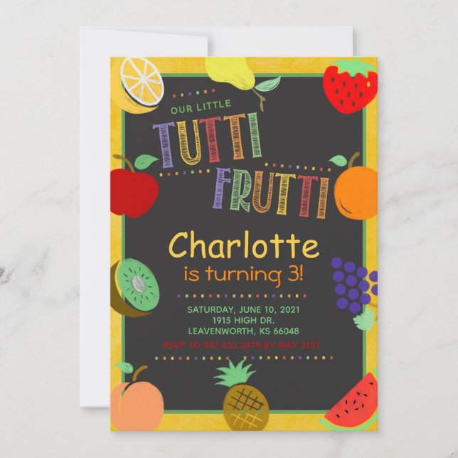 Tutti Frutti Fruit Birthday Einladung (Vorderseite)