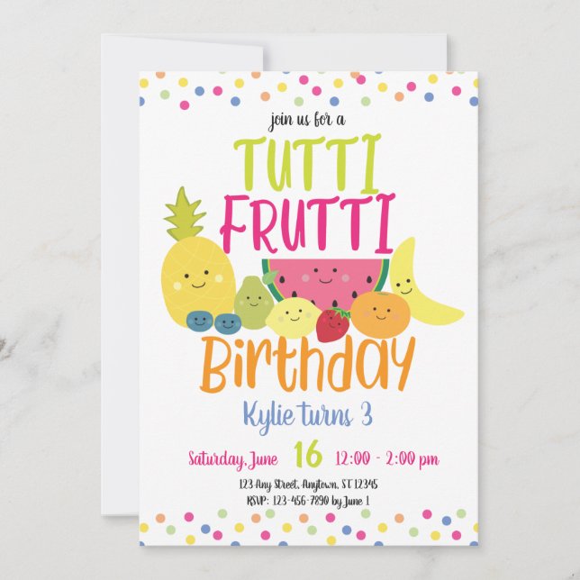 Tutti Frutti Fun Kindergeburtstag Party Einladung (Vorderseite)