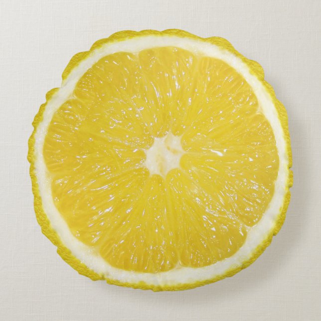 Tutti Frutti Lemon Rundes Kissen (Vorderseite)