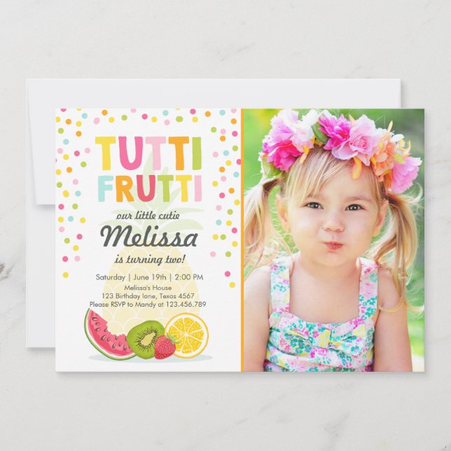 Tutti frutti Party laden Tutti frutti Geburtstag Einladung (Vorderseite)