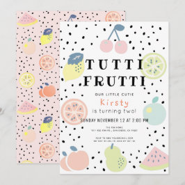 Tutti Frutti Pastel Frucht 2. Geburtstag Einladung