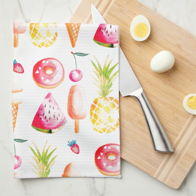 Tutti Frutti Sommer Süßigkeiten und Leckereien Geschirrtuch (Viertel Falte)