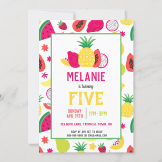 Tutti Frutti Tropical Fruit Girls Geburtstag Einladung