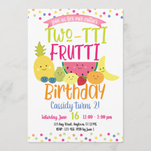Tutti "Two-tti" Frutti Fun Kindergeburtstag Party Einladung