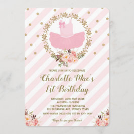 Tutu Ballerina Ballet Anniversaire Invitation Rose