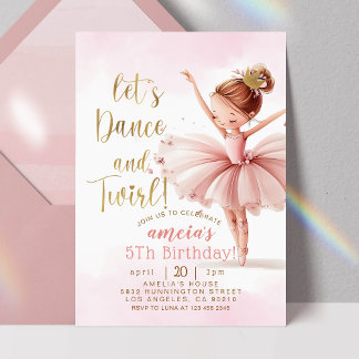 Tutu Ballerina Ballet Dancer Girl Birthday Einladung