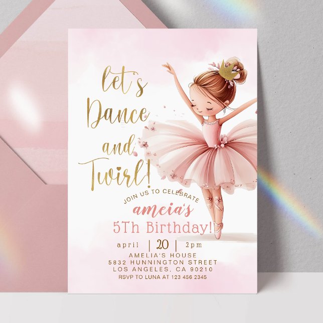 Tutu Ballerina Ballet Dancer Girl Birthday Einladung (Von Creator hochgeladen)