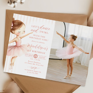 Tutu Ballerina Ballet Dancer Girl Birthday Photo Einladung