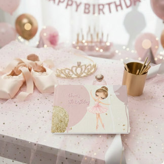 Tutu Ballerina Ballet Dancer Girl Pink Birthday Gästebuch