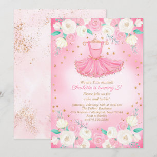 Tutu Ballerina Dress Glitzer Geburtstag Einladung