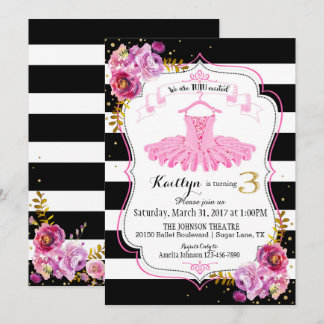 Tutu Ballerina Floral Sparkle Einladung