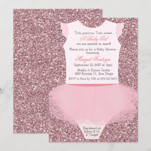 Tutu Ballerina Glitter Einladung zur Babyparty