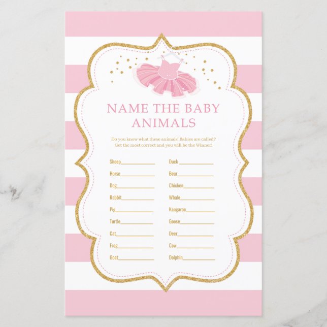 Tutu ballerina Name Baby-Tierspiel (Vorderseite)
