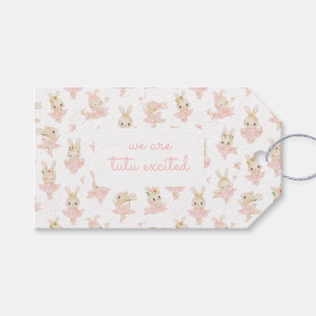 Tutu Ballerina Rabbit Bunny Baby Dusche Vielen Dan Geschenkanhänger (Vorderseite (Horizontal))