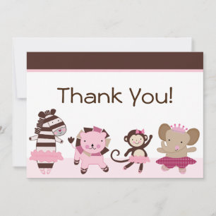 Tutu Cute/Ballerina Animaux Merci Cartes