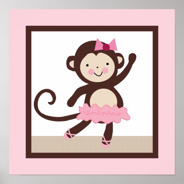 Tutu Cute/Ballerina Monkey Girl Poster Mur Art (Devant)