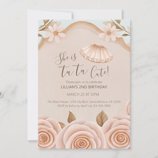 Tutu Cute Ballet Girls Second Birthday Invitation (Devant)