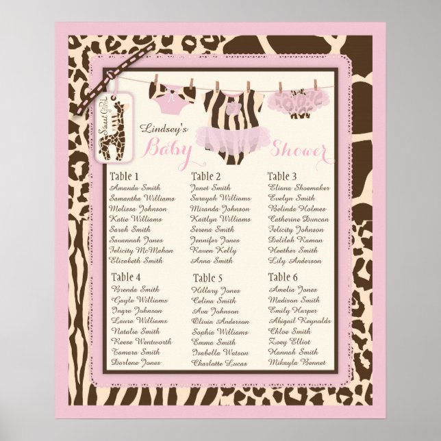 Tutu Diapers Giraffe Baby Shower Seekarte Poster (Vorne)