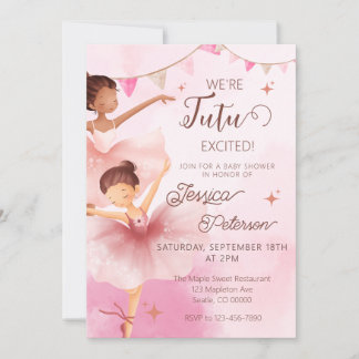 Tutu excited Pink Ballerina Ballet Baby Shower  Einladung