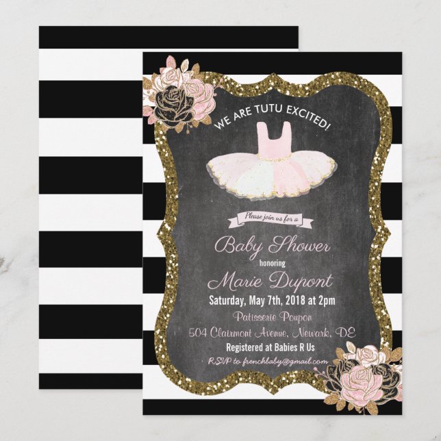 Tutu Excitée Tutu Baby shower Invitation (Devant / Derrière)