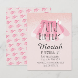 Tutu Girl's Birthday Pink Imitate Glitzer Einladung