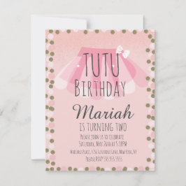 Tutu Girl's Birthday Pink Imitats Glitzer Dots Einladung