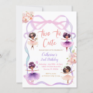 Tutu Lila Bow Zwei bis Niedlicher 2. Geburtstag Einladung